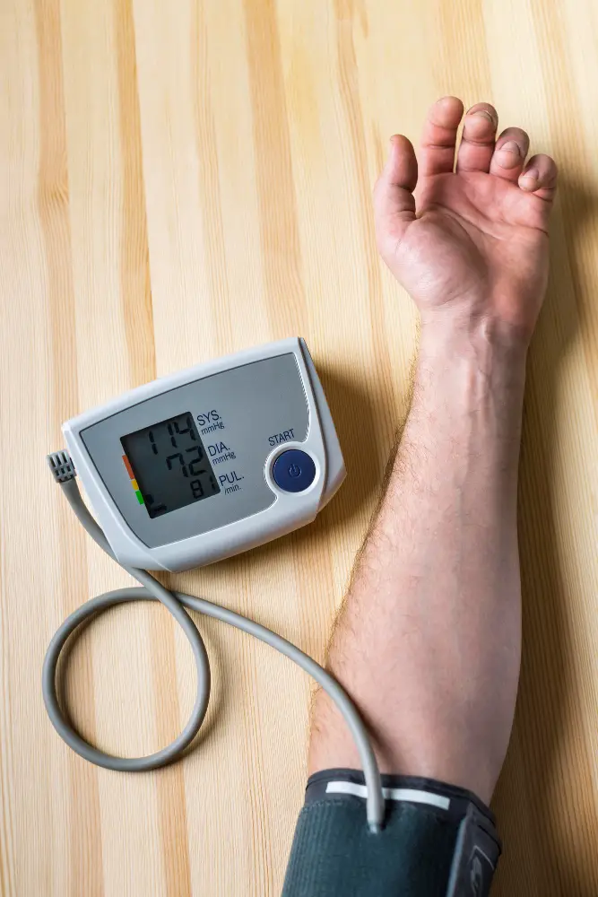 An arm connected to a blood pressure device